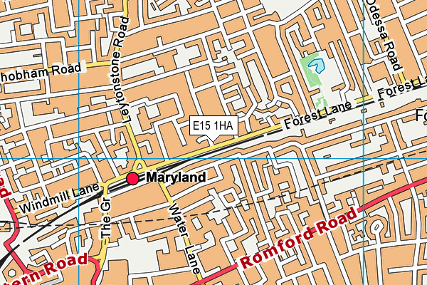 E15 1HA map - OS VectorMap District (Ordnance Survey)