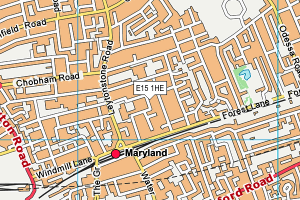 E15 1HE map - OS VectorMap District (Ordnance Survey)