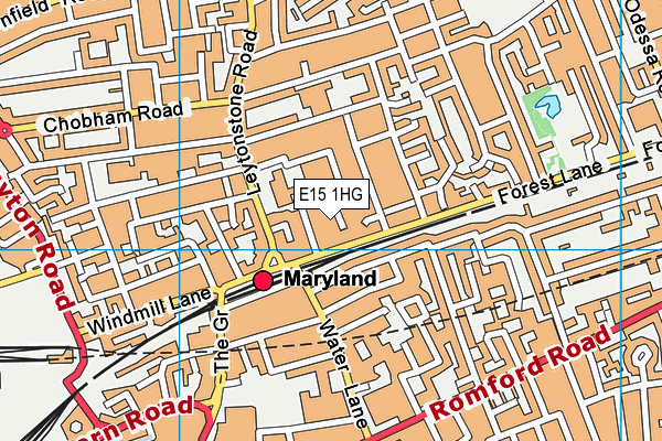 E15 1HG map - OS VectorMap District (Ordnance Survey)