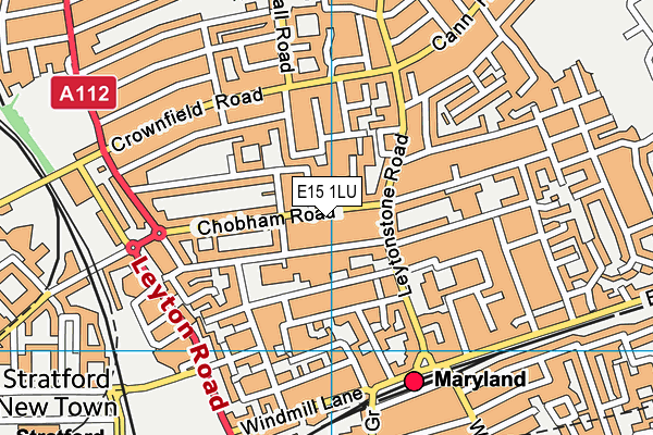 E15 1LU map - OS VectorMap District (Ordnance Survey)