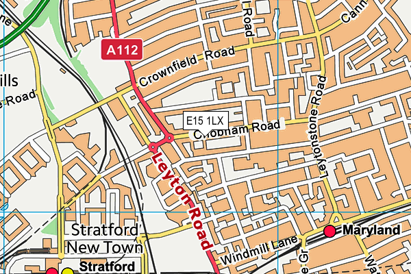 E15 1LX map - OS VectorMap District (Ordnance Survey)