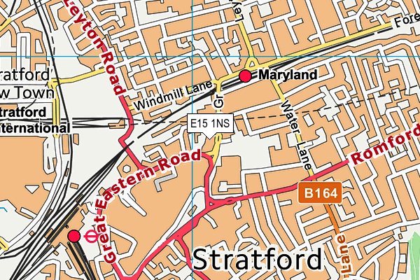 E15 1NS map - OS VectorMap District (Ordnance Survey)