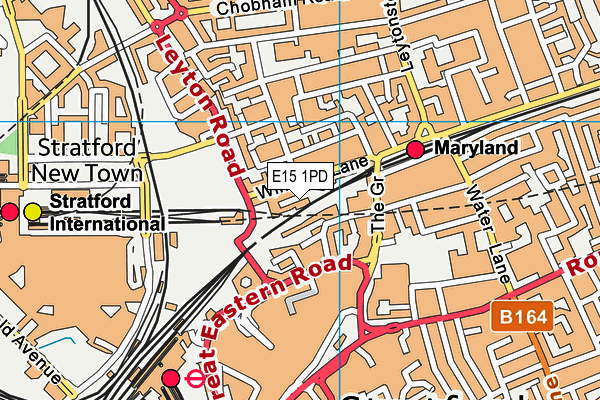 E15 1PD map - OS VectorMap District (Ordnance Survey)