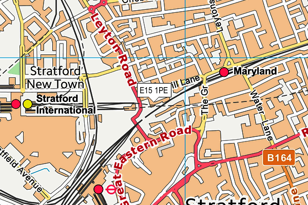 E15 1PE map - OS VectorMap District (Ordnance Survey)