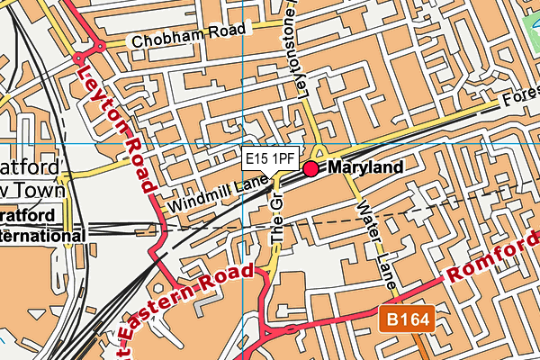 E15 1PF map - OS VectorMap District (Ordnance Survey)