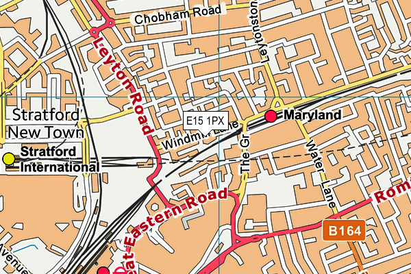 E15 1PX map - OS VectorMap District (Ordnance Survey)