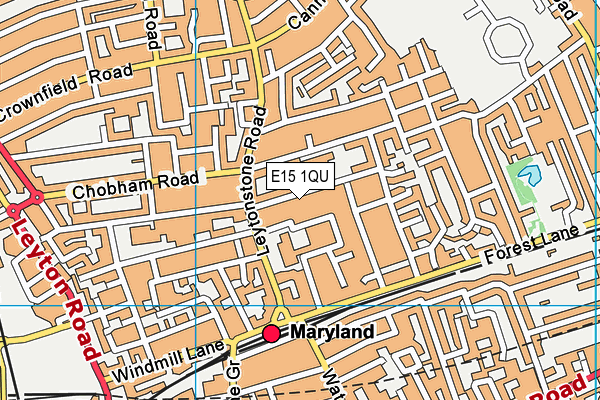 E15 1QU map - OS VectorMap District (Ordnance Survey)