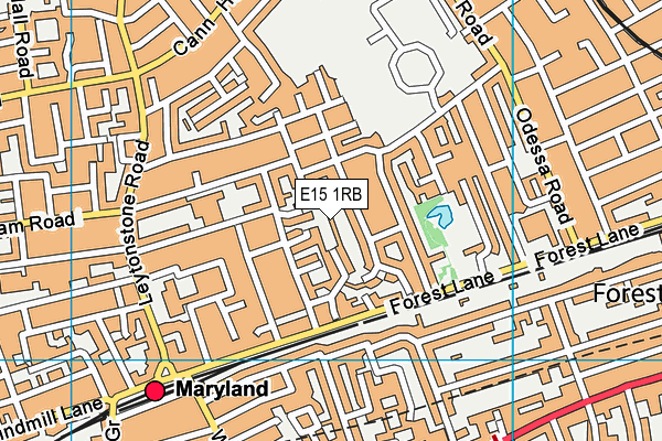 E15 1RB map - OS VectorMap District (Ordnance Survey)