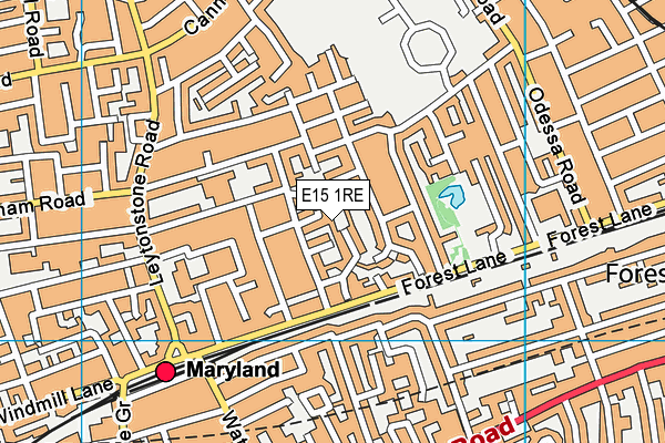 E15 1RE map - OS VectorMap District (Ordnance Survey)