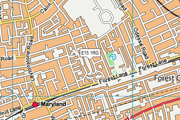 E15 1RG map - OS VectorMap District (Ordnance Survey)