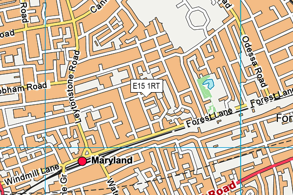 E15 1RT map - OS VectorMap District (Ordnance Survey)