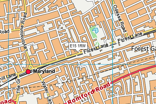 E15 1RW map - OS VectorMap District (Ordnance Survey)