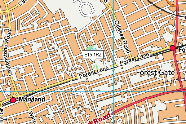 E15 1RZ map - OS VectorMap District (Ordnance Survey)