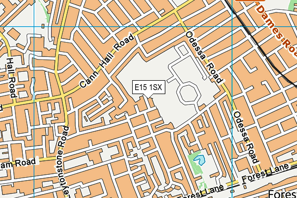 E15 1SX map - OS VectorMap District (Ordnance Survey)