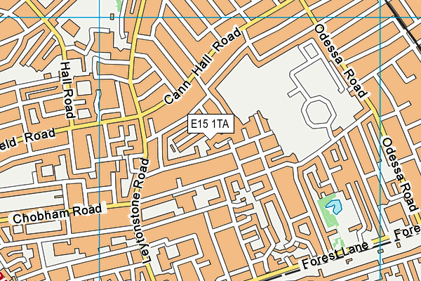 E15 1TA map - OS VectorMap District (Ordnance Survey)