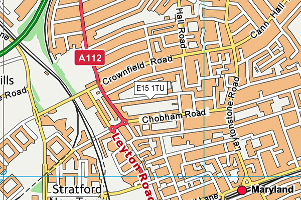 E15 1TU map - OS VectorMap District (Ordnance Survey)