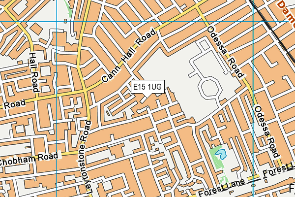 E15 1UG map - OS VectorMap District (Ordnance Survey)