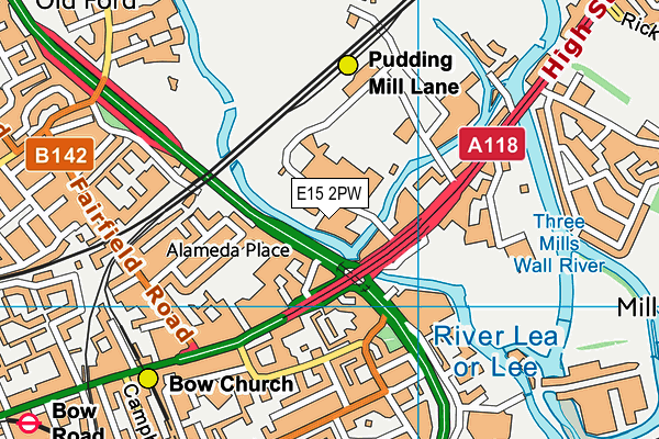 E15 2PW map - OS VectorMap District (Ordnance Survey)