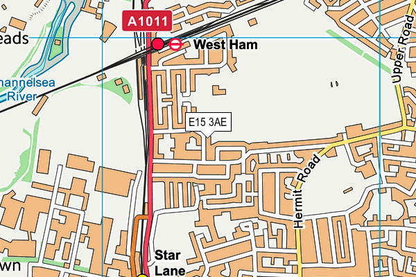 E15 3AE map - OS VectorMap District (Ordnance Survey)