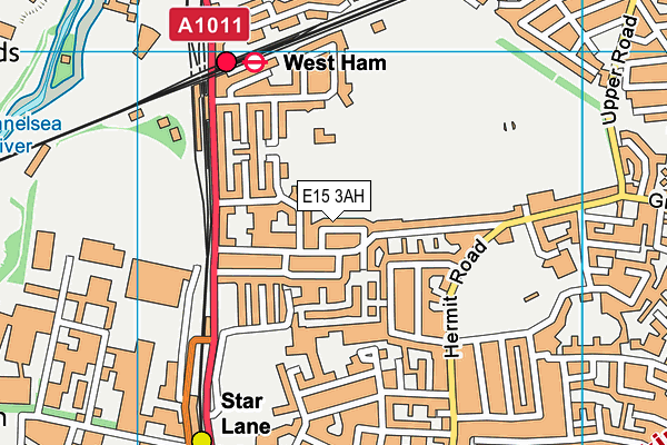 E15 3AH map - OS VectorMap District (Ordnance Survey)