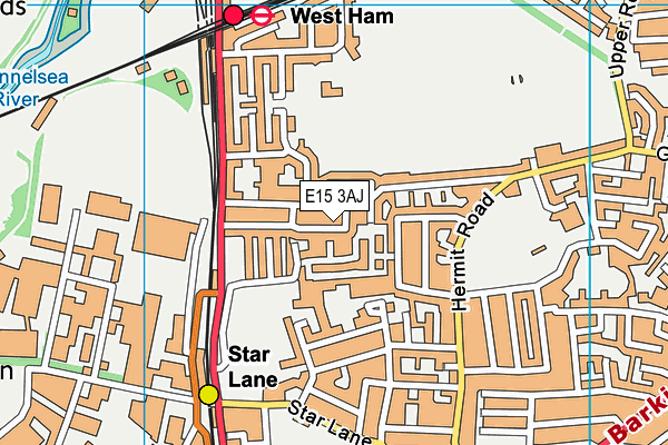 E15 3AJ map - OS VectorMap District (Ordnance Survey)
