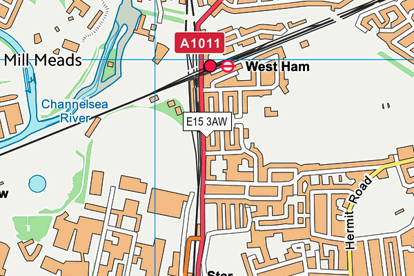 E15 3AW map - OS VectorMap District (Ordnance Survey)