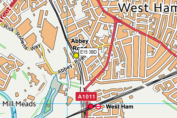 E15 3BD map - OS VectorMap District (Ordnance Survey)