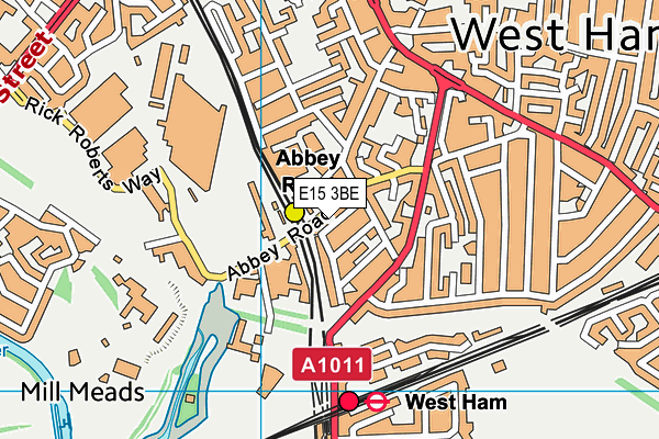 E15 3BE map - OS VectorMap District (Ordnance Survey)