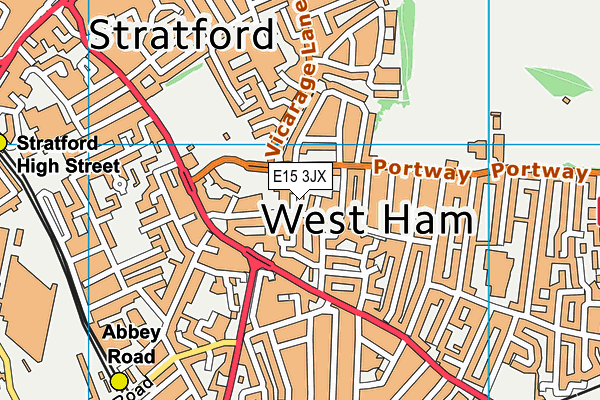 E15 3JX map - OS VectorMap District (Ordnance Survey)