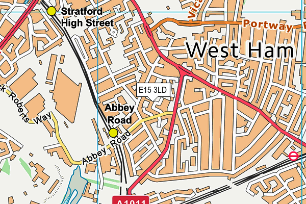 E15 3LD map - OS VectorMap District (Ordnance Survey)