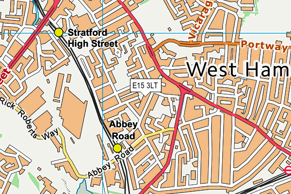 E15 3LT map - OS VectorMap District (Ordnance Survey)