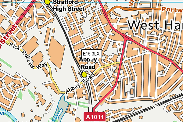 E15 3LX map - OS VectorMap District (Ordnance Survey)