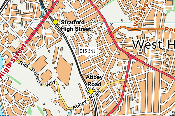 E15 3NJ map - OS VectorMap District (Ordnance Survey)