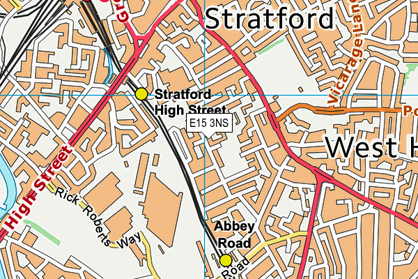 E15 3NS map - OS VectorMap District (Ordnance Survey)