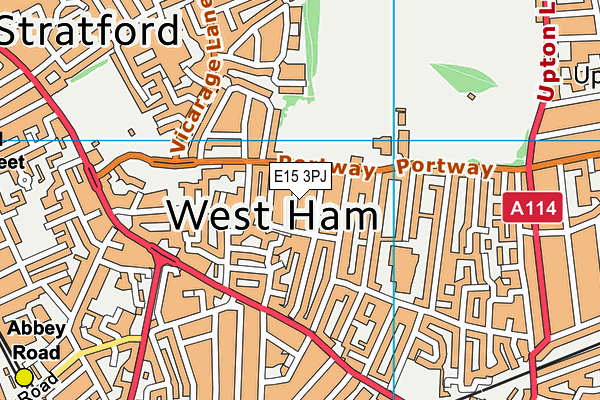 E15 3PJ map - OS VectorMap District (Ordnance Survey)