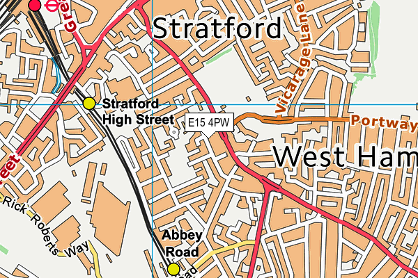E15 4PW map - OS VectorMap District (Ordnance Survey)