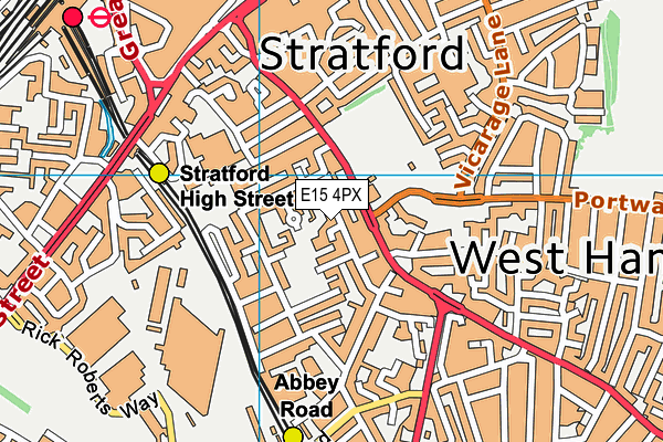 E15 4PX map - OS VectorMap District (Ordnance Survey)