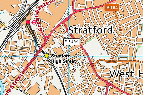 E15 4RY map - OS VectorMap District (Ordnance Survey)