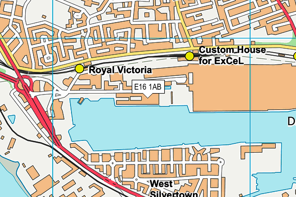 E16 1AB map - OS VectorMap District (Ordnance Survey)