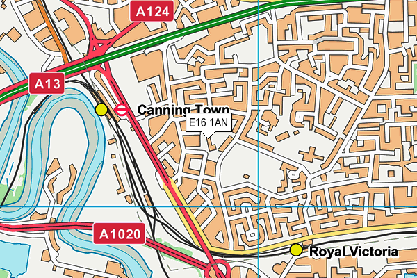 E16 1AN map - OS VectorMap District (Ordnance Survey)