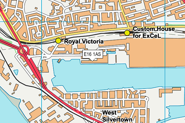 E16 1AS map - OS VectorMap District (Ordnance Survey)