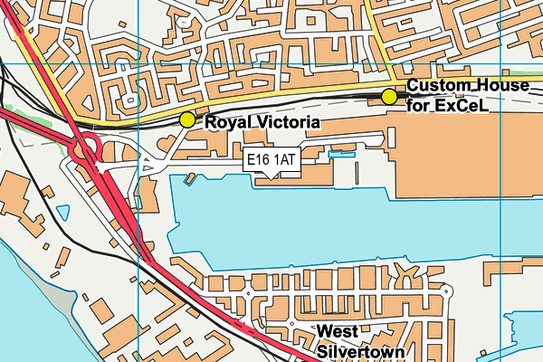 E16 1AT map - OS VectorMap District (Ordnance Survey)