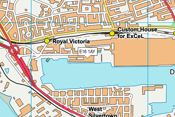 E16 1AY map - OS VectorMap District (Ordnance Survey)