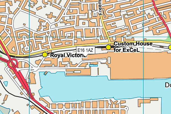 E16 1AZ map - OS VectorMap District (Ordnance Survey)
