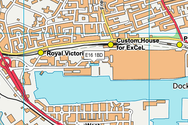 E16 1BD map - OS VectorMap District (Ordnance Survey)