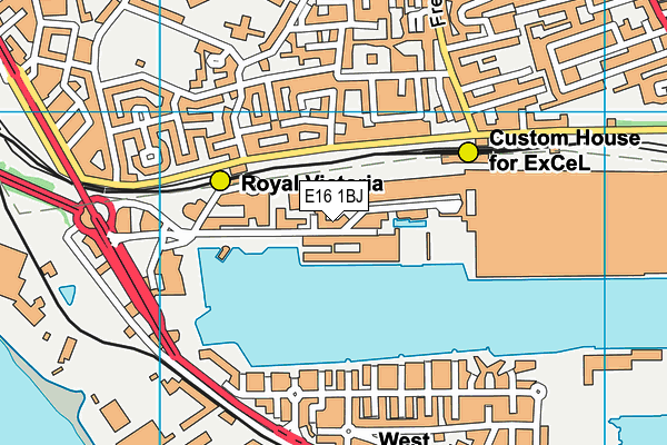 E16 1BJ map - OS VectorMap District (Ordnance Survey)