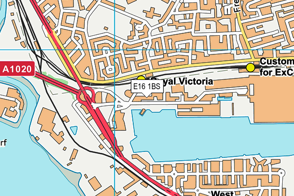 E16 1BS map - OS VectorMap District (Ordnance Survey)