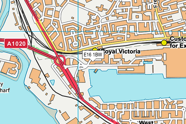 E16 1BW map - OS VectorMap District (Ordnance Survey)