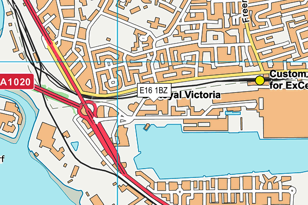 E16 1BZ map - OS VectorMap District (Ordnance Survey)