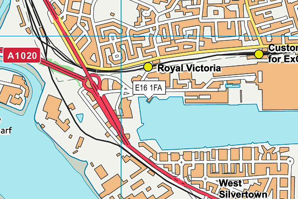 E16 1FA map - OS VectorMap District (Ordnance Survey)